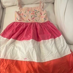 Mini Boden Pink Tiered Sundress Sleeveless Square Neck